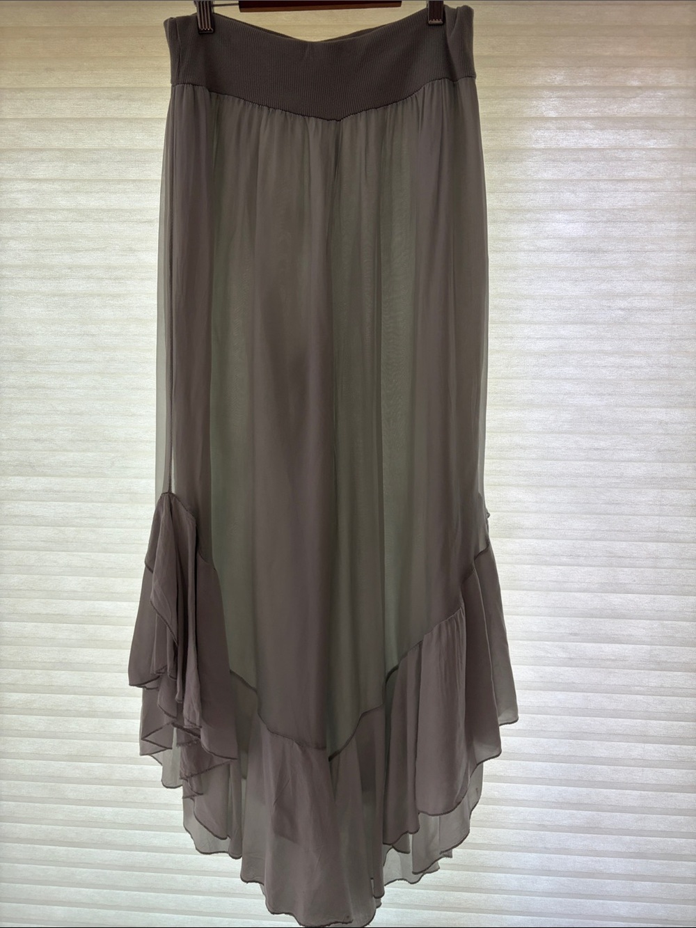 Tiered Ruffle Maxi Skirt - Silver